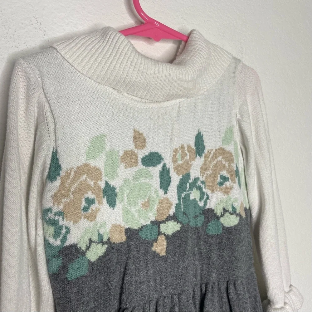 Janie and Jack Green Floral Sweater Dress Size 6